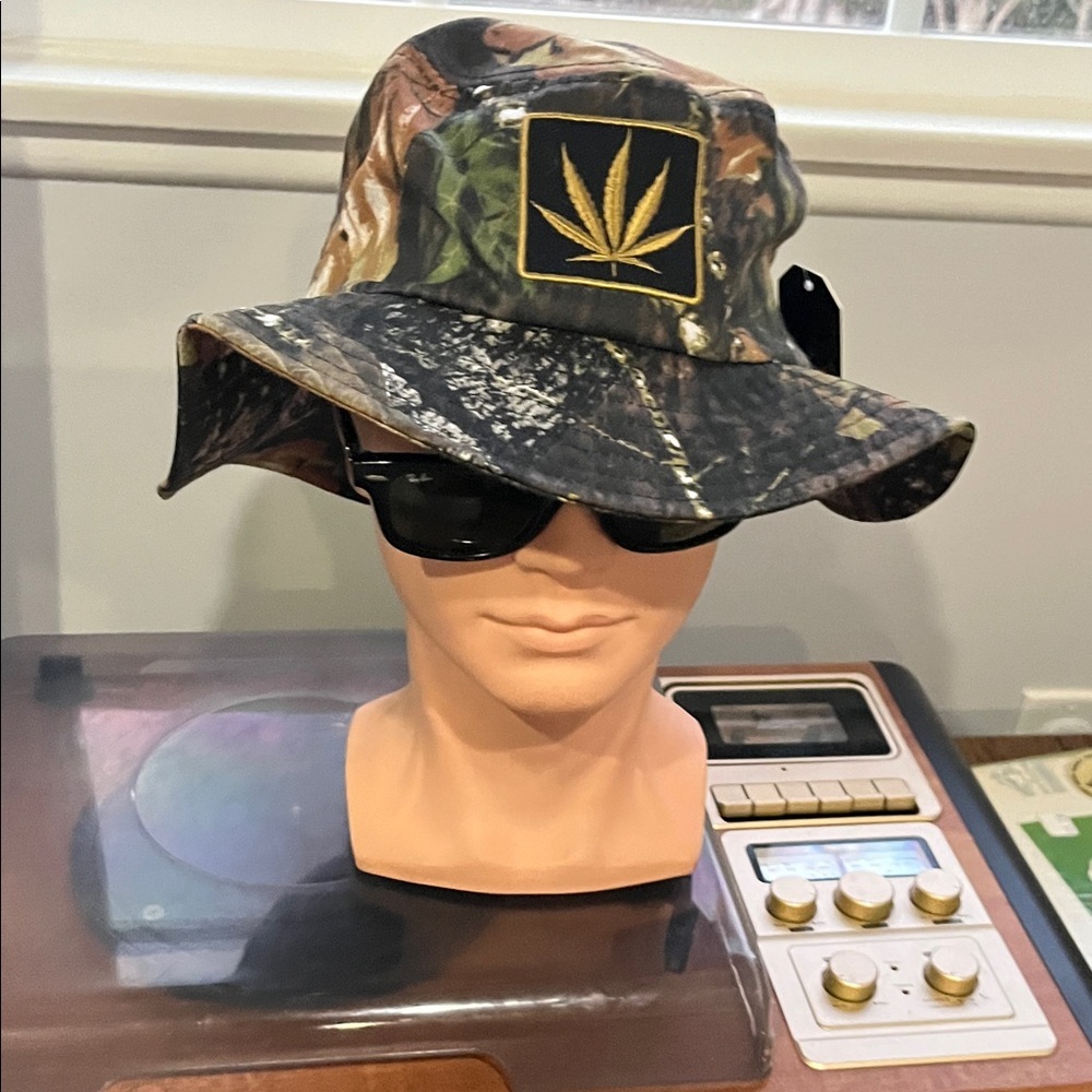 Camouflage Bucket Hat with Leaf Patch
